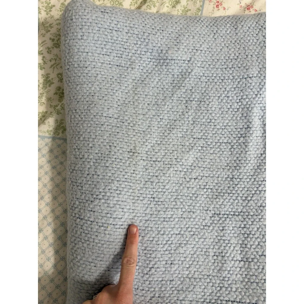 Vintage Weave Thermal Blanket Light Blue Satin Bound Edge Acrylic 64